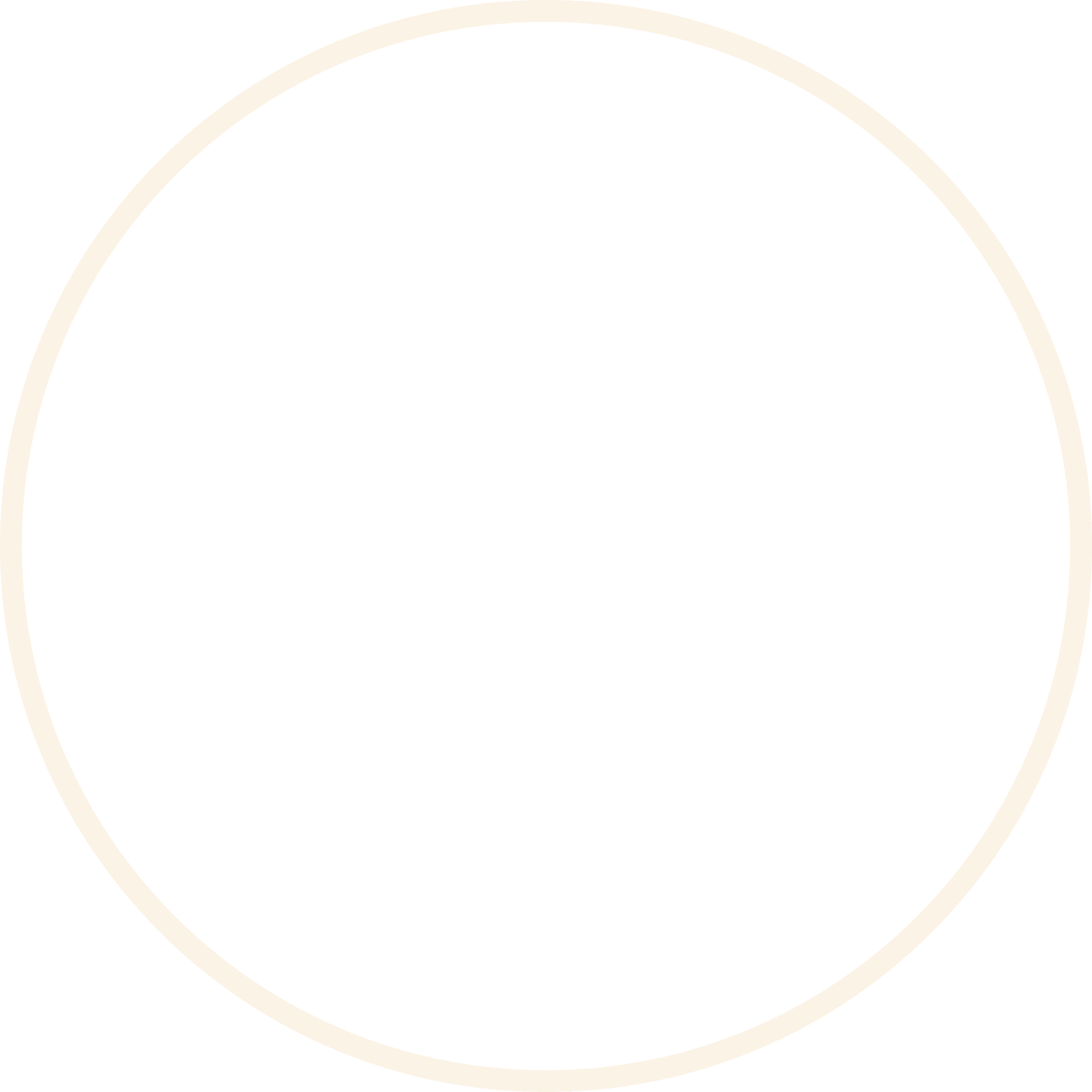 A thin, light beige circular frame on a white background.
